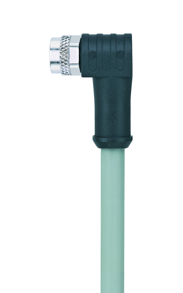 M8, female, angled, 3 poles, shielded, sensor-/actuator cable