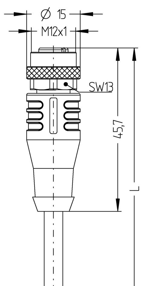 M12, Buchse, gerade, 3-polig, geschirmt, Sensor-/Aktorleitung