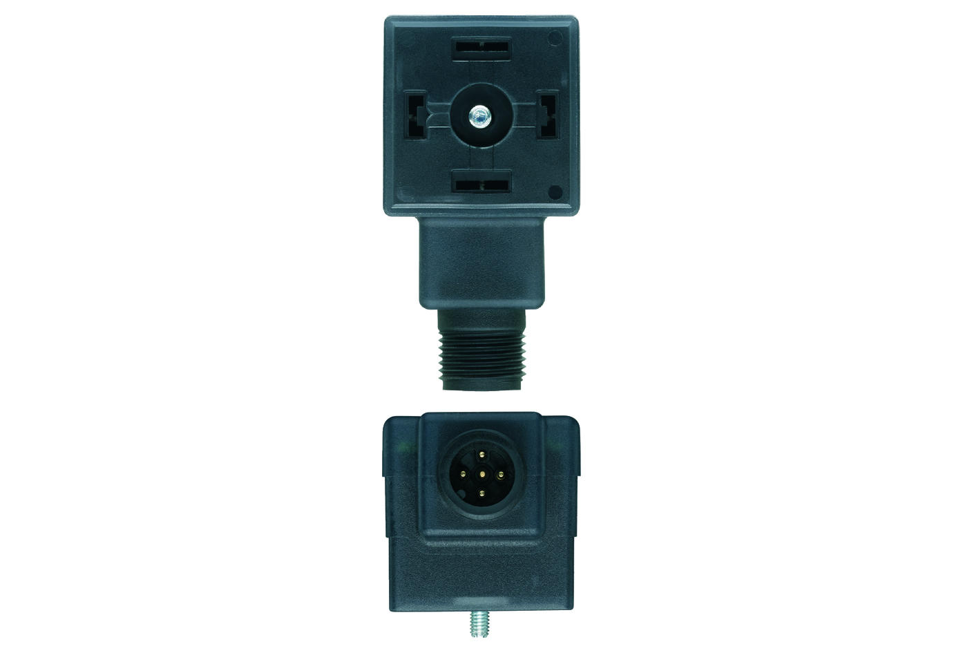 Adapter, Valve connector, housing style A, 2+PE bridged, M12, male, straight, 5 poles