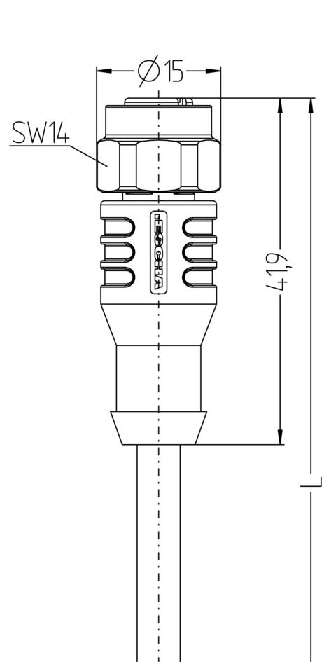 Y-Verteiler, M12, Stecker, gerade, 4-polig, mit Kabelabgang, M12, Buchse, gerade, 3-polig, M12, Buchse, gerade, 3-polig, Edelstahl