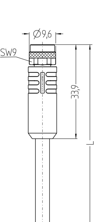 M8, 母头, 直型, 8针脚, M8, 公头, 弯型, 8针脚, 传感器/执行器电缆