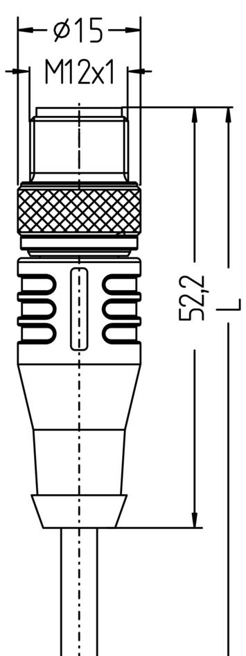 M12, 公头, 直型, 5针脚, 传感器/执行器电缆 高温