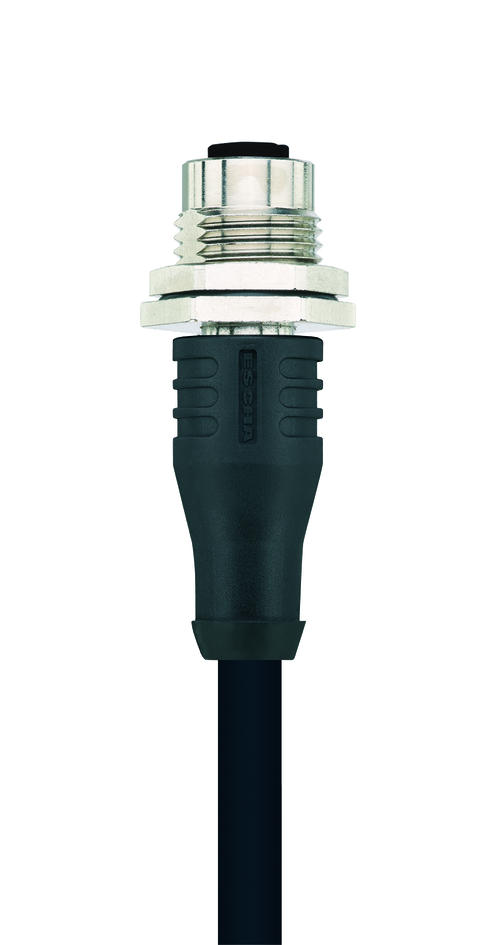 Receptacle Double-ended cordset, M12, female, straight, 4 poles, D-coded, M12, male, angled, 4 poles, D-coded, shielded, rail approved