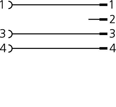 转接器, M8, 母头, 直型, 3针脚, M8, 公头, 直型, 4针脚