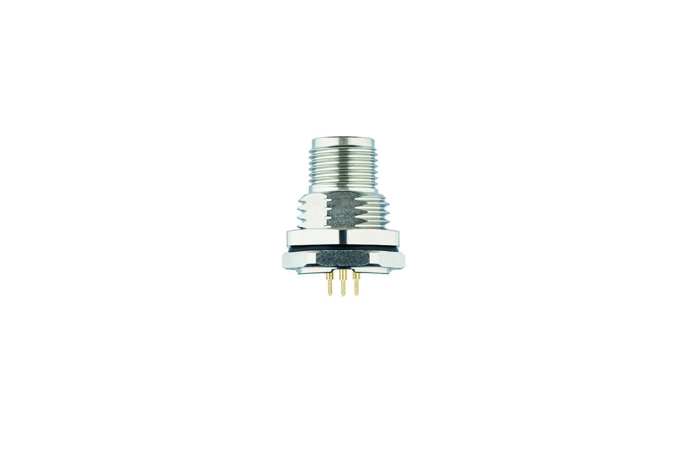 Flansch, M12, Stecker, gerade, 8-polig, Hinterwandmontage, Printanschluss