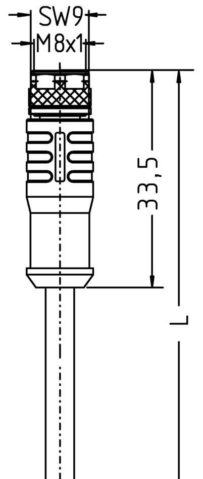 M8, female, straight, 4 poles, M12, male, angled, 4 poles, D-coded, shielded, Industrial Ethernet 100 MBit/s