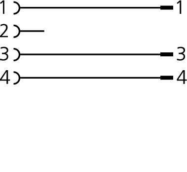 转接器, M8, 母头, 直型, 4针脚, M8, 公头, 直型, 3针脚