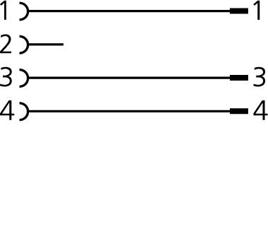 Adapter, M8, Buchse, gerade, 4-polig, M8, Stecker, gerade, 3-polig