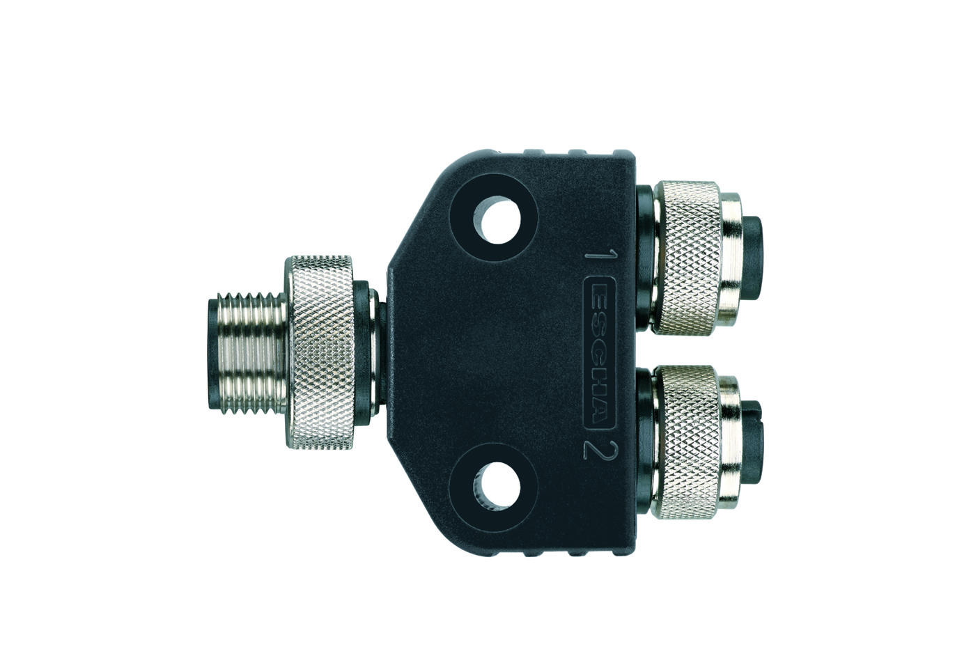 Y-splitter, M12, male, straight, 5 poles, M12, female, straight, 5 poles, M12, female, straight, 5 poles