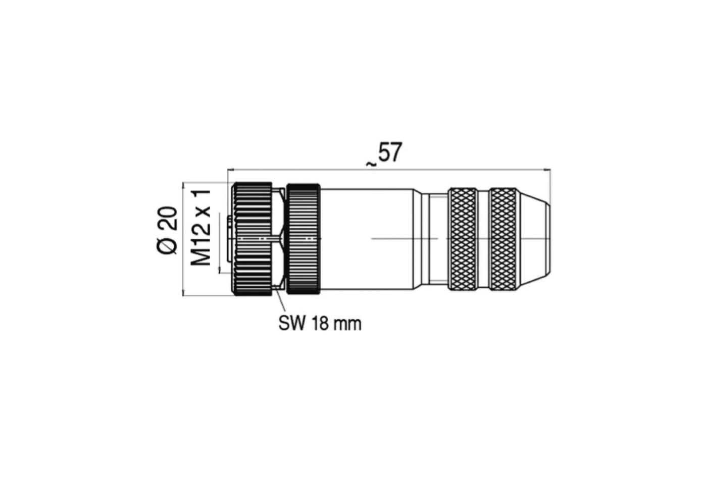 现场接线, M12, 母头, 直型, 12针脚, 焊接连接, 屏蔽, 30V 2A