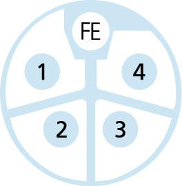 M12, female, straight, 4+FE, L-coded, M12, male, straight, 4+FE, L-coded, POWER