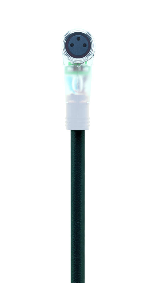 M8, 母头, 弯型, 3针脚, 带LED, 传感器/执行器电缆