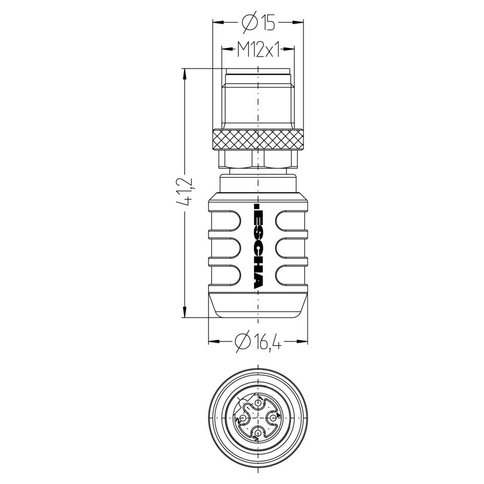 Termination connector, M12, male, straight, 5 poles, CANopen/DeviceNet