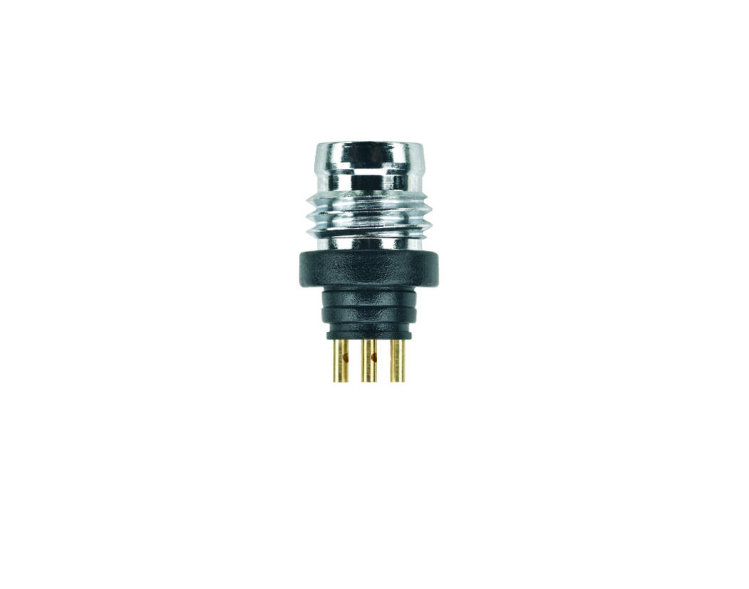 Panel connector, M8, male, straight, 3 poles, soldering contact