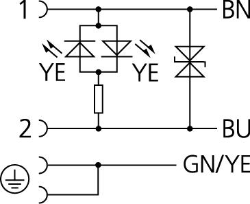 Valve connector, housing style A, straight, 2+PE bridged, suppressor diode, sensor-/actuator cable