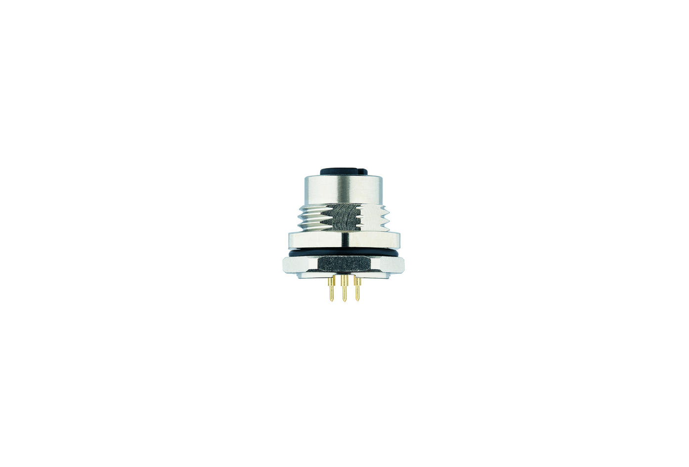 Receptacle, M12, female, straight, 12 poles, back wall-mounting, print contact, stainless steel