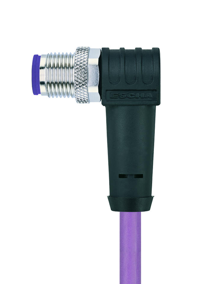 M12, male, angled, 4 poles, B-coded, shielded, Profibus