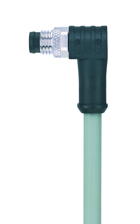 M8, 公头, 弯型, 4针脚, 屏蔽, 传感器/执行器电缆