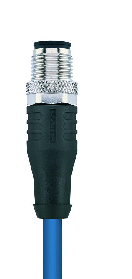 M12, male, angled, 4 poles, D-coded, M12, male, straight, 4 poles, D-coded, shielded, rail approved