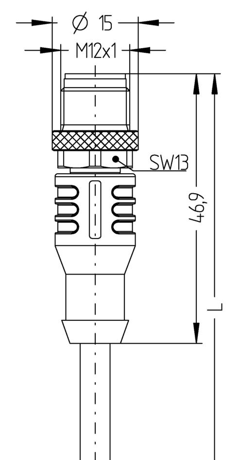 M12, female, straight, 4 poles, M12, male, straight, 4 poles, with LED, sensor-/actuator cable