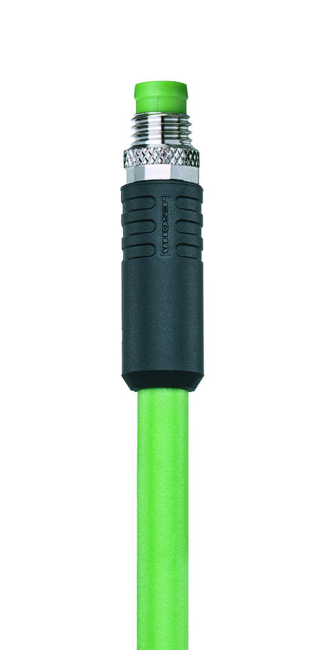 M8, Buchse, gerade, 4-polig, D-codiert, M8, Stecker, gerade, 4-polig, D-codiert, geschirmt, Industrial Ethernet
