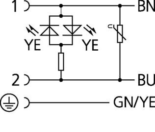 Valve connector, housing style B, 2+PE, varistor, sensor-/actuator cable