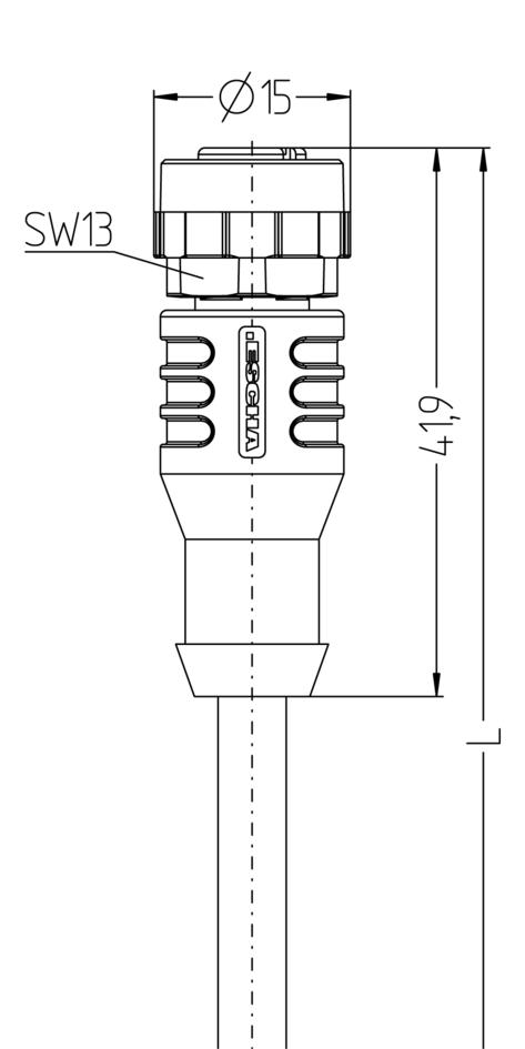 M12, female, straight, 4 poles, M12, male, straight, 4 poles, plastic coupling nut, black, sensor-/actuator cable