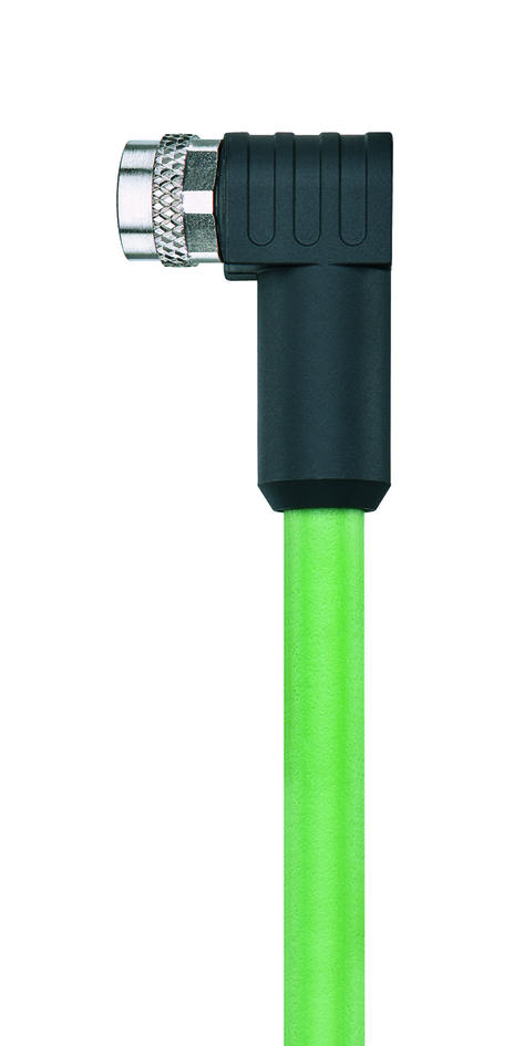 M8, Buchse, gewinkelt, 4-polig, D-codiert, geschirmt, Industrial Ethernet