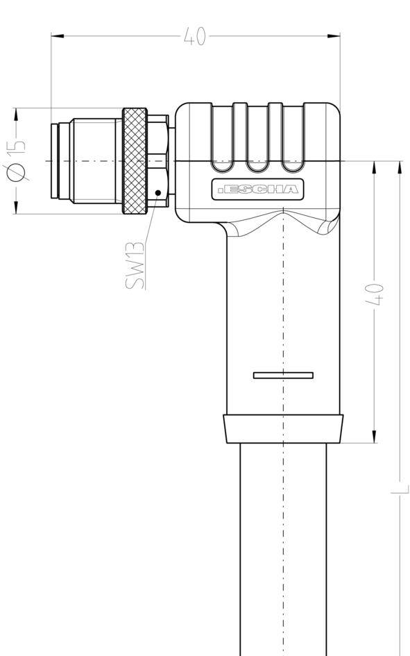 M12, female, angled, 4 poles, L-coded, M12, male, angled, 4 poles, L-coded, POWER