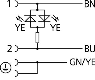 阀连接器, 防护类型 C, 2+PE 桥接, 传感器/执行器电缆