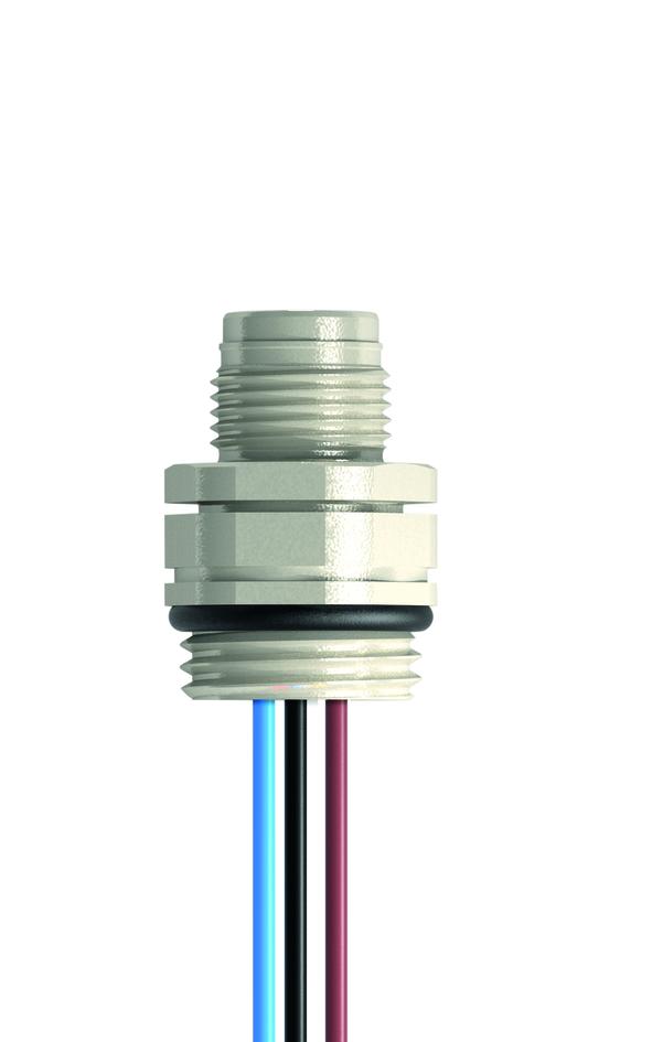 法兰, M12, Push-Pull outer locking, 公头, 直型, 4+PE, 前面板安装, 线芯连接