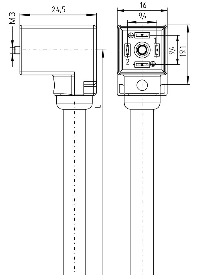 Valve connector, housing style CI, 2+PE bridged, z-diode, sensor-/actuator cable