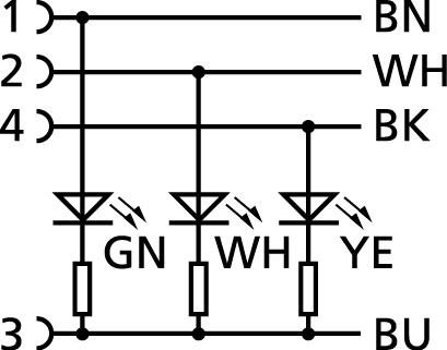 M12, female, angled, 4 poles, M12, male, straight, 4 poles, with LED, sensor-/actuator cable