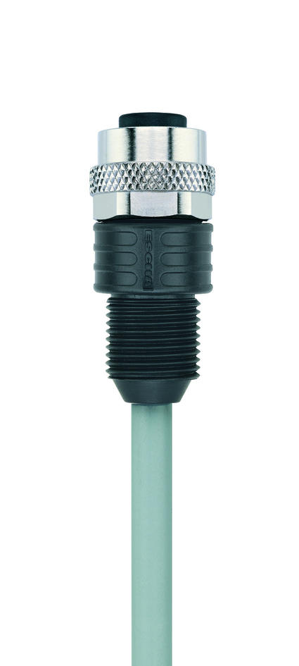 M12, 母头, 直型, 4针脚, 保护套管带螺纹压头, 传感器/执行器电缆