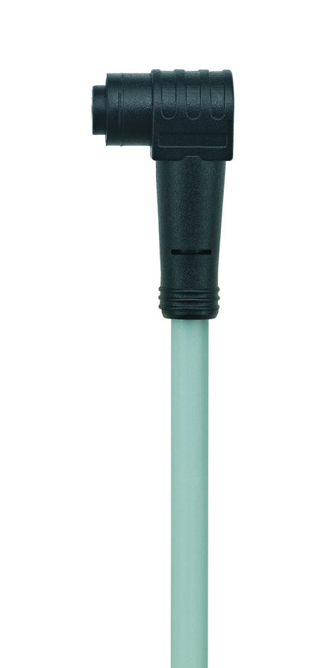 Ø8mm snap, female, angled, 5 poles, Ø8mm snap, male, straight, 5 poles, sensor-/actuator cable