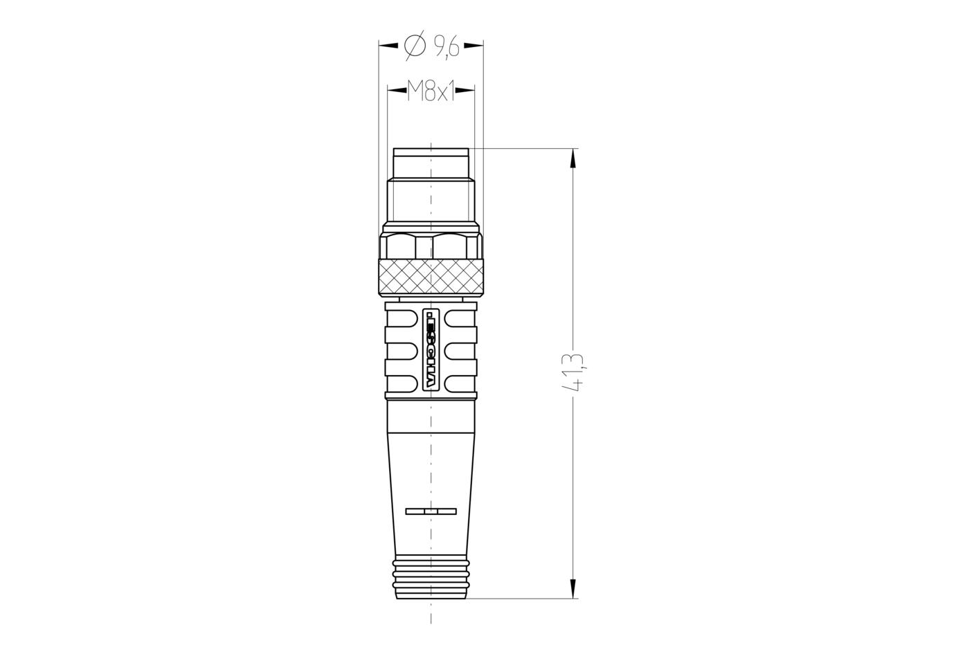 Termination connector, M8, male, straight, 3 poles