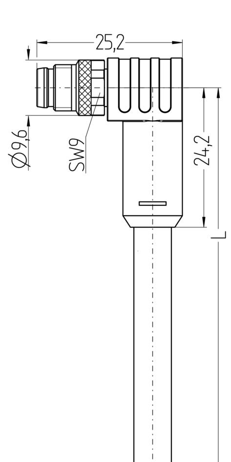 M8, female, angled, 4 poles, D-coded, M8, male, angled, 4 poles, D-coded, shielded, Industrial Ethernet
