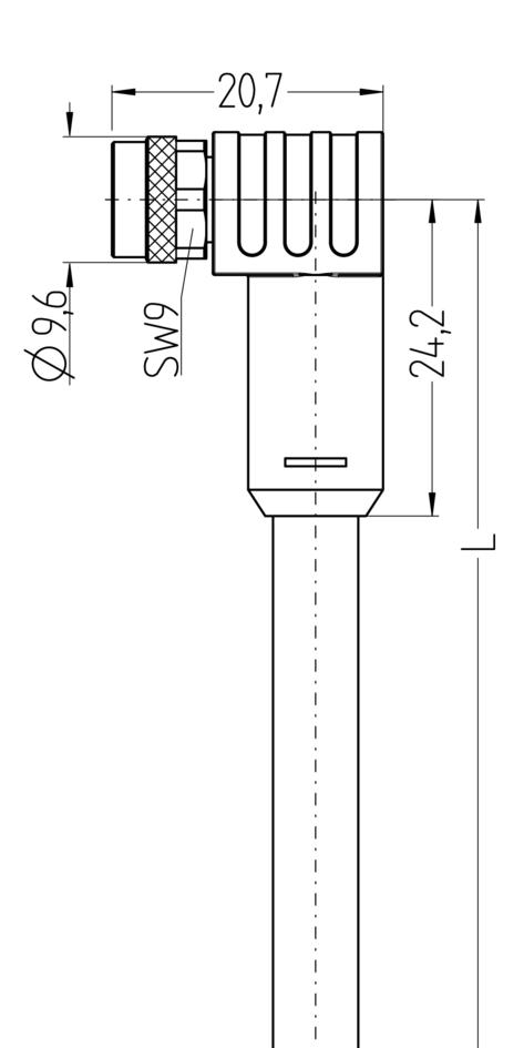 M8, female, angled, 4 poles, M12, male, straight, 4 poles, with LED, sensor-/actuator cable