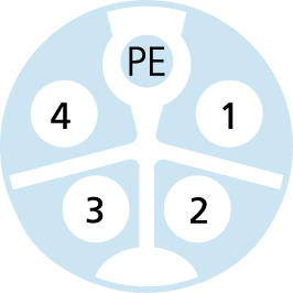 h-splitter, M12, male, straight, 4+PE, K-coded, M12, female, straight, 4+PE, K-coded, POWER