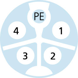 Flansch, M12, Buchse, gerade, 4+PE, K-codiert, Vorderwandmontage, Litzenanschluss, POWER