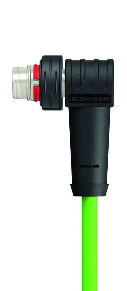 M12, Push-Pull inner locking, 公头, 弯型, 4针脚, D-编码, M12, Push-Pull inner locking, 公头, 直型, 4针脚, D-编码, 屏蔽, 工业以太网 100 MBit/s