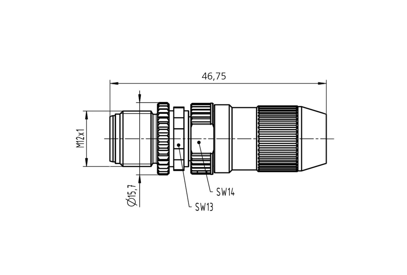 Field-wireable, M12, male, straight, 3 poles, insulation displacement contact, 32V 4A