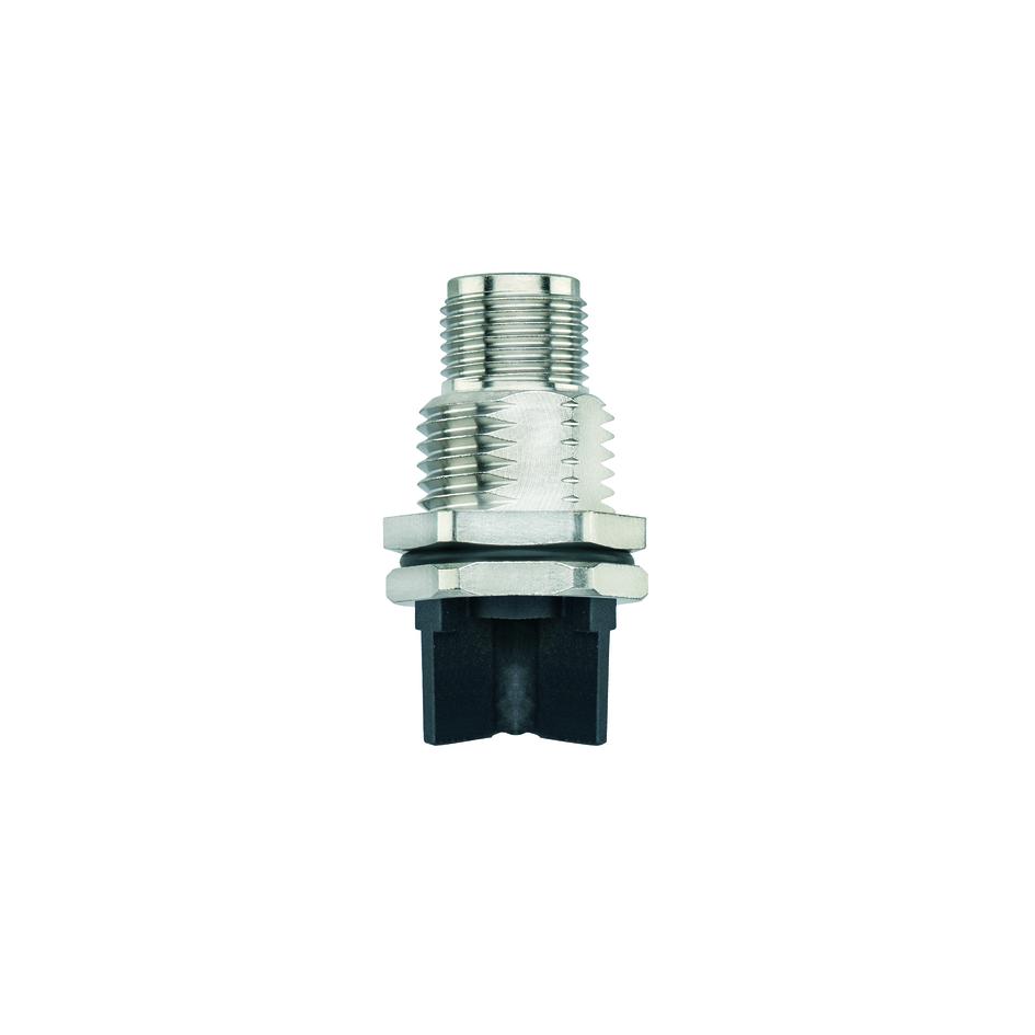 Flansch, M12, Stecker, gerade, 2+PE, S-codiert, Hinterwandmontage, mit Isolierkreuz, Printanschluss, POWER