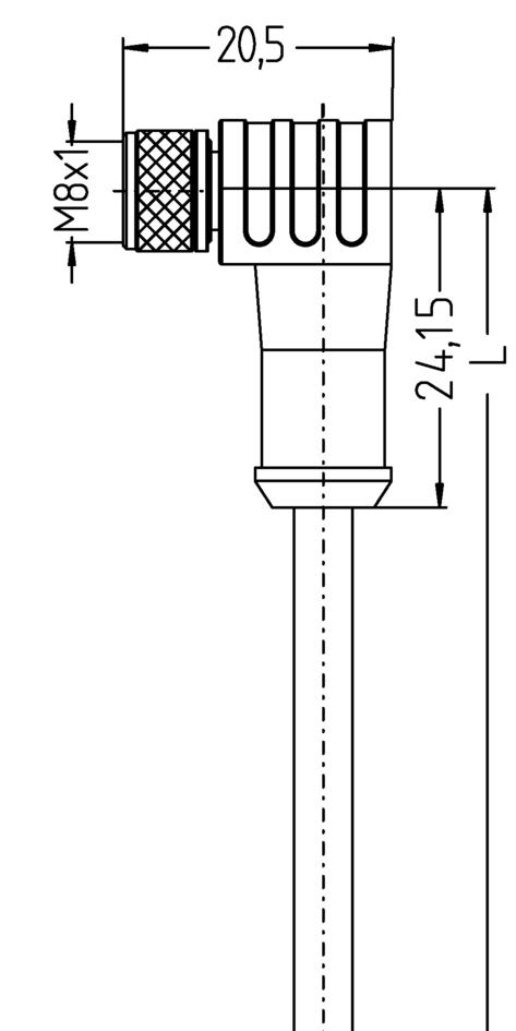 M8, Stecker, gewinkelt, 3-polig, Sensor-/Aktorleitung Hochtemperatur