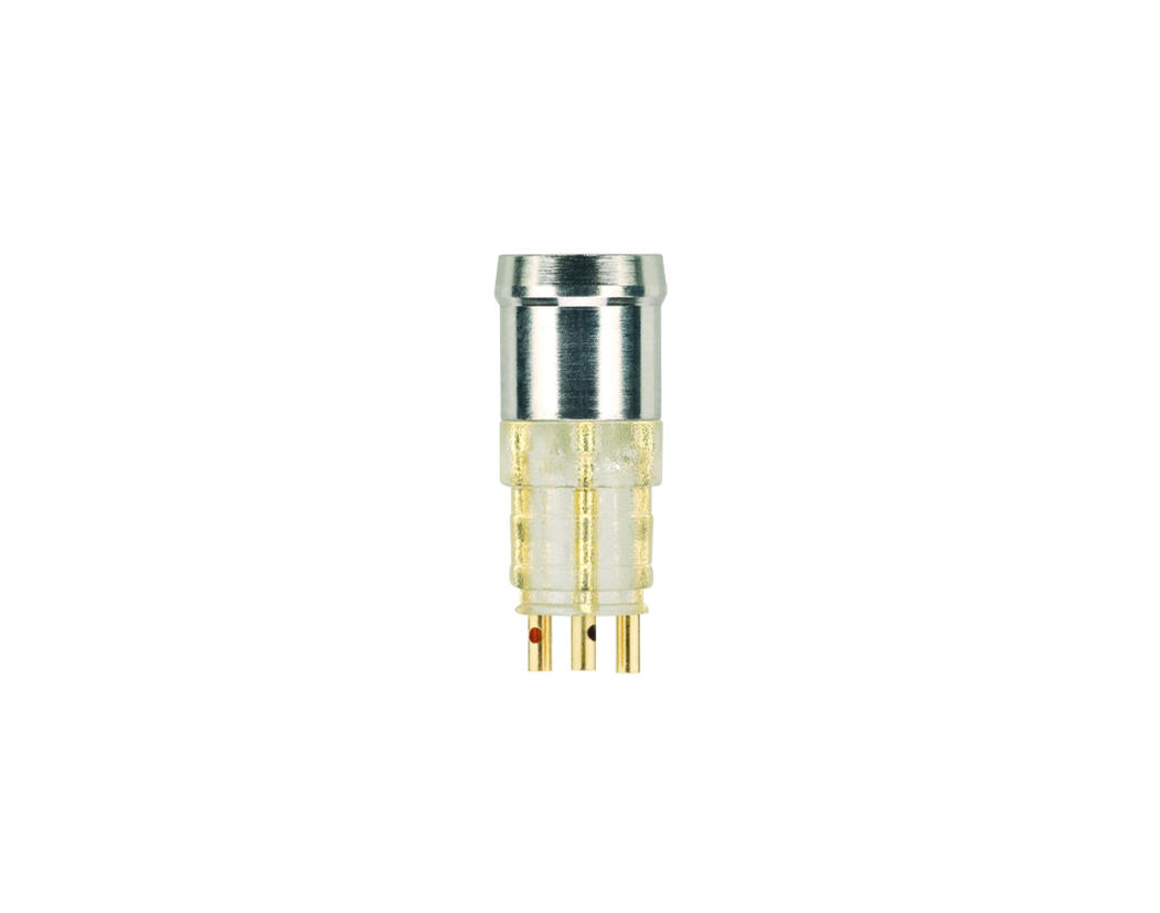 Panel connector, Ø8mm snap, male, straight, 3 poles, soldering contact