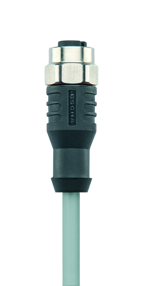 Y-Verteiler, M12, Stecker, gerade, 4-polig, mit Kabelabgang, M12, Buchse, gerade, 3-polig, M12, Buchse, gerade, 3-polig, Edelstahl