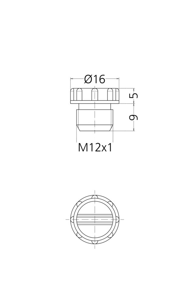 Screw plug, M12 female, black, QTY 500