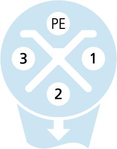 M12, 母头, 弯型, 3+PE, S-编码, 电源