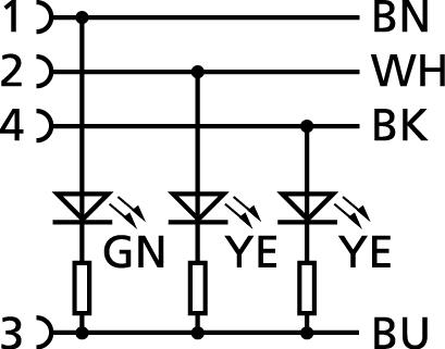 M12, female, angled, 4 poles, with LED, sensor-/actuator cable
