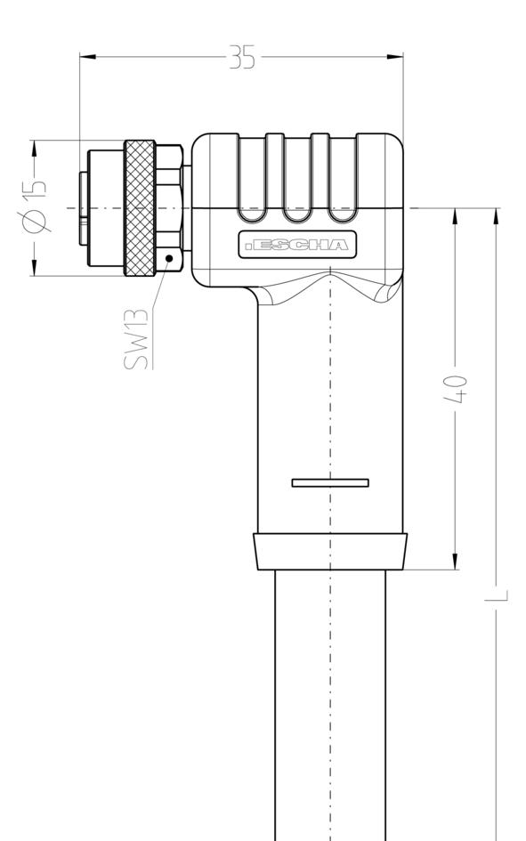 M12, female, angled, 4 poles, L-coded, M12, male, angled, 4 poles, L-coded, POWER